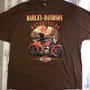 Harley Davidson Pinup Girl Motorcycle T Shirt